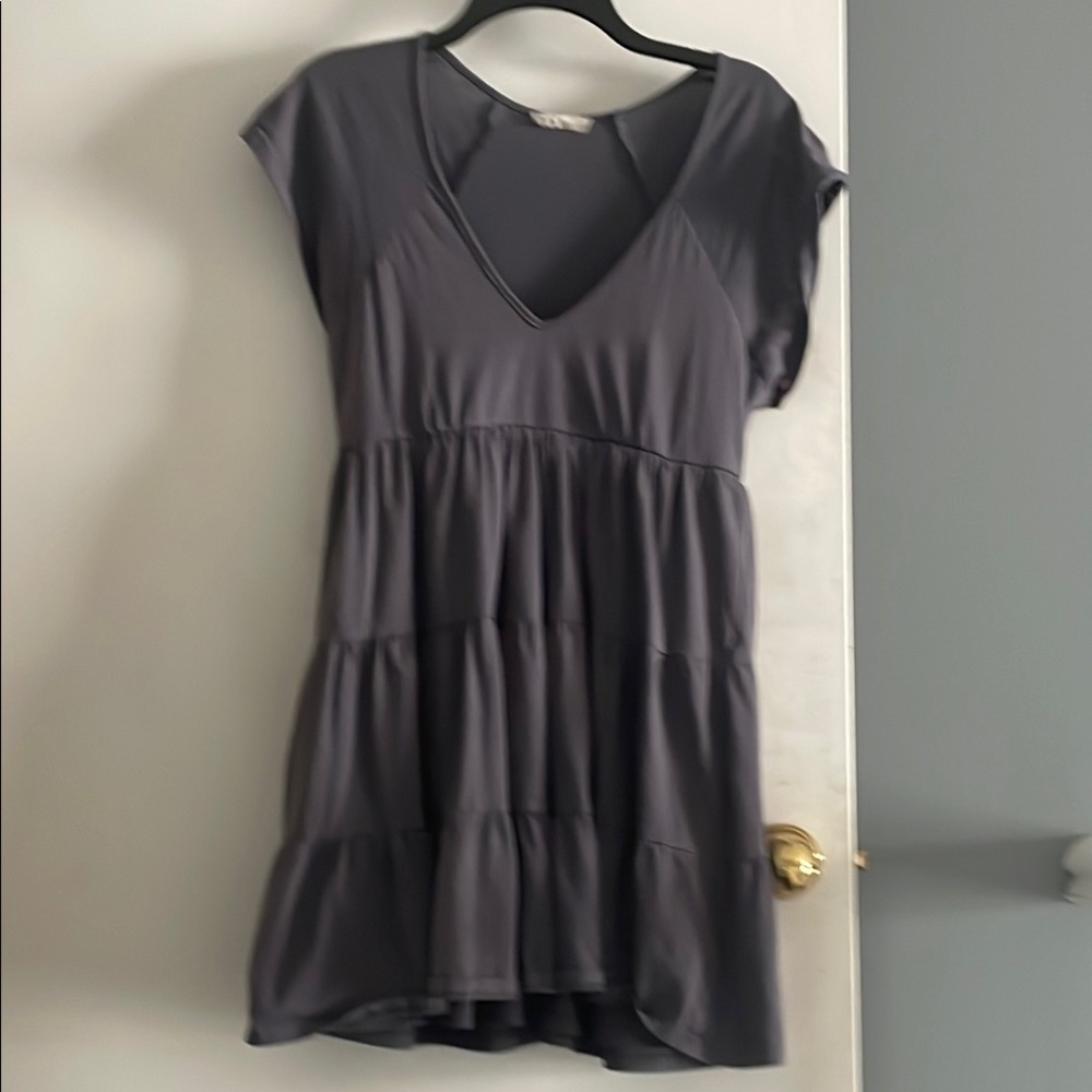 Altard State Gray Tiered Mini Sundress